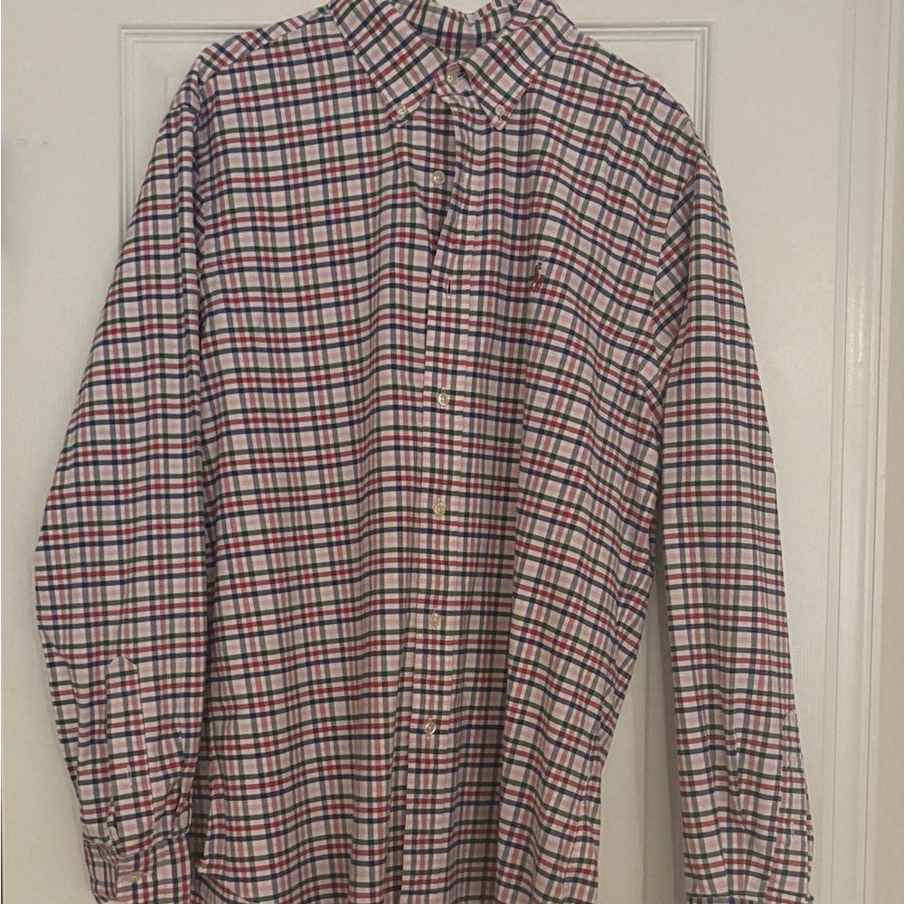 Polo Ralph Lauren Men’s Blue Red Green Pink Plaid Button-Up Slim Shirt Sz XL TG
